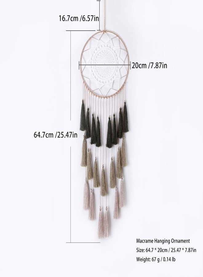 Artilady Macrame Dream Catcher Wall Hanging - Large Dreamcatchers Boho Chic Wall Decor, Handmade Tassels Ornament Colorful Room Decor for Bedroom, Blessing Gift for Girls Kids Women (Dark Green Mix) - Image 4
