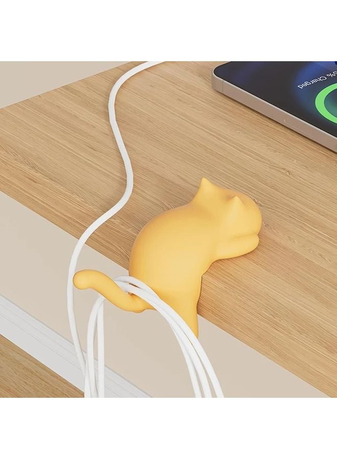 White Cat Desk Hook No Drill Organizer Strong Adhesive Holds Keys Cables Bags - Image 5