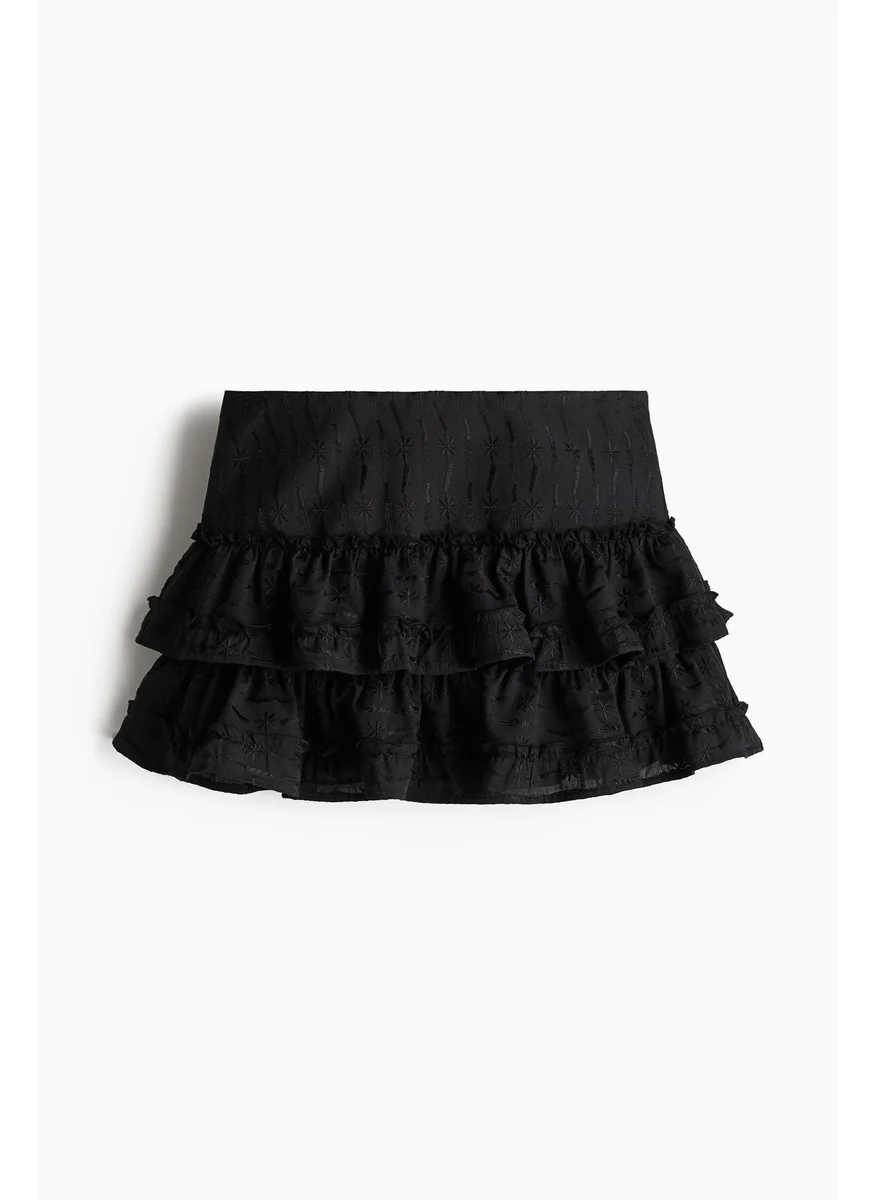 H&M Embroidered Tiered Skirt