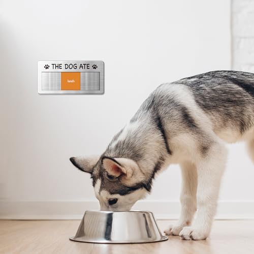 EliteSign Dog Fed Sign- Dog Feeding Chart 3 Times A Day,Pet Feeding Reminder,Did You Feed The Dogs Tracker With Magnets and Double Sided Tape for Fridge, Prevent Over Feed, Brushed Silver - Image 5