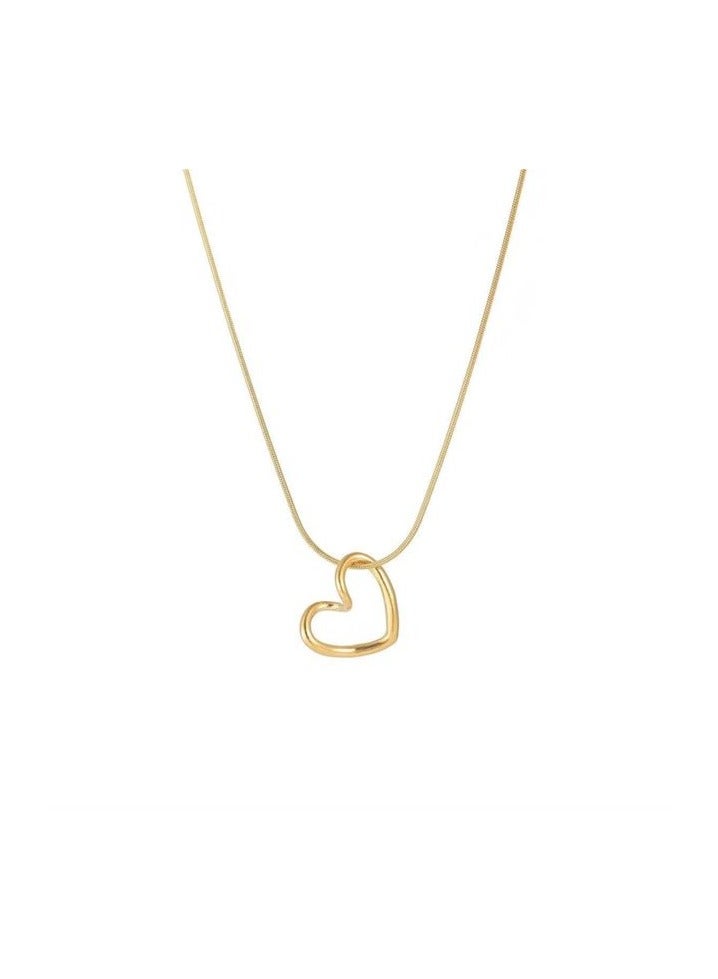Luxuria Women's Stainless Steel Twisted Hollow Heart Pendant Necklace Simple Clavicle Chain Hot Girls Jewelry Gifts L316 - Image 2