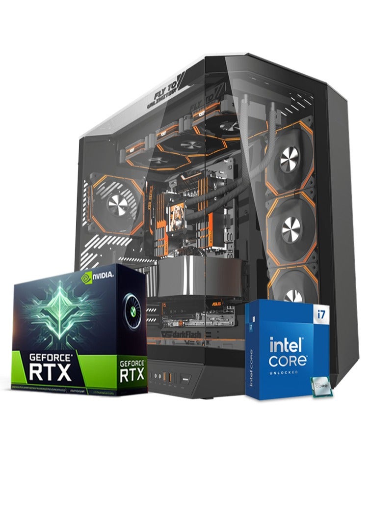 Hyper Vault Obsidian Black Gaming PC- High-End 8K Video Rendering - Intel Core i7-14700K Processor, 20 Cores & 28 Threads, Nvidia GeForce RTX 5080 16GB Graphics Card, 64GB DDR5 6000MHz Ram, 2TB NVMe Gen4 SSD, 360mm Liquid Cooler, 850W 80 Plus Gold Power Supply, Windows 11 Pro, Wi-Fi Ready