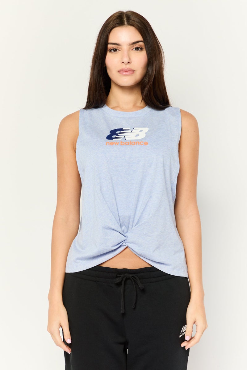 New Balance Women Athletic Fit Sleeveless Training Tank Tops, Blue Heather  - Image 1