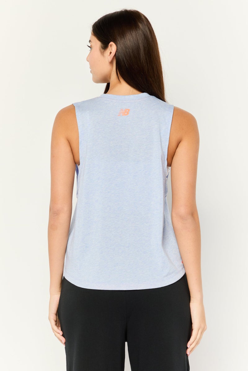New Balance Women Athletic Fit Sleeveless Training Tank Tops, Blue Heather  - Image 4