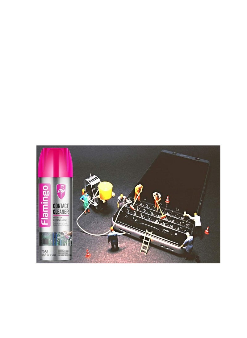 FLAMINGO - FLAMINGO CARCARE TECH CONTACT CLEANER, ELECTRONICS CLEANER, ELECTRONICS CARE, F058, 450ML, Electronics cleaner, Computer cleaner, Mobile cleaner, Electrical connection cleaner - Image 1