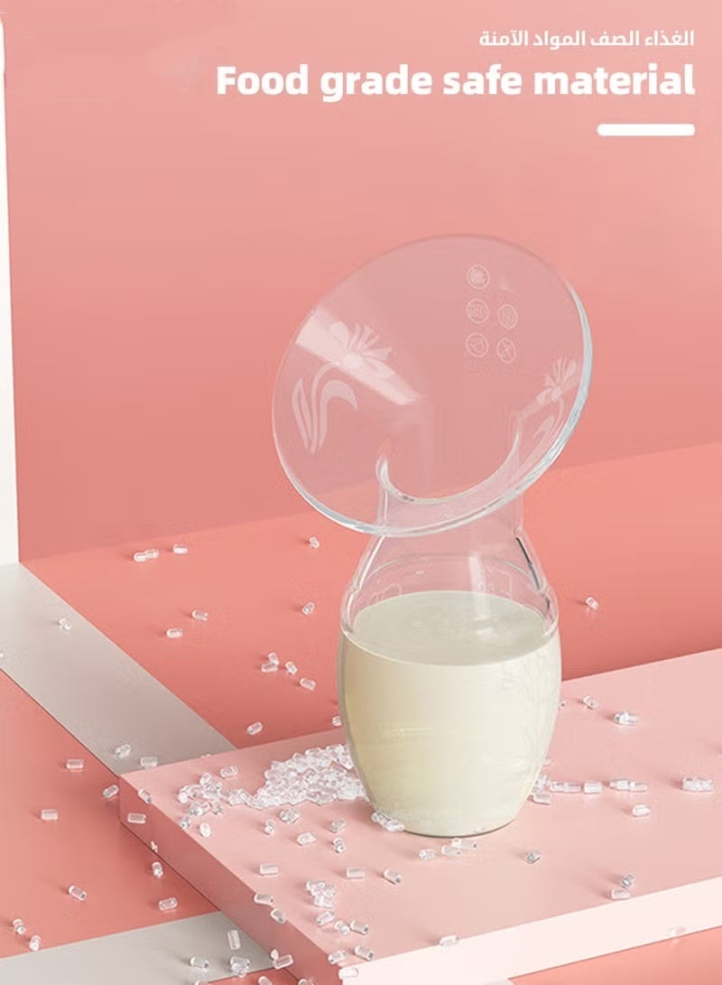 HOOKOR 2Pcs Manual Breastmilk Pump, 100% Food-grade Silicone Breastmilk Collector, Silicone Breastmilk Pump with Leakproof Lid for Breastmilk feeding, Clear 90ml, BPA Free Manual Milk Collector with Cap - Image 3