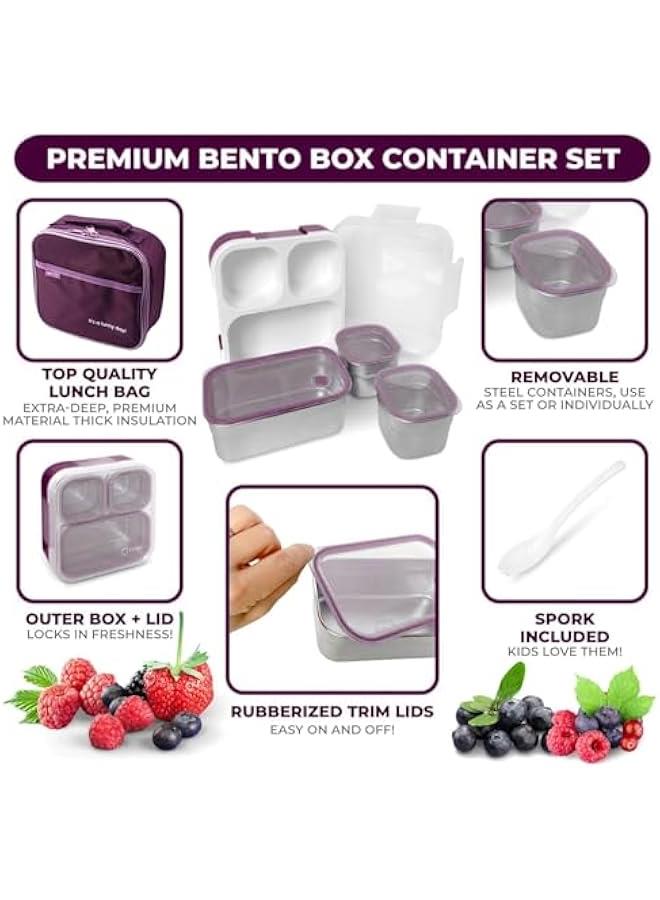 HOOKOR Stainless Steel Bento Lunch Box for Adults and Kids, 3 Compartments Large Leakproof Meal Prep Food Container for Men,Women Work or School Lunch Box,720ml,Green - Image 3