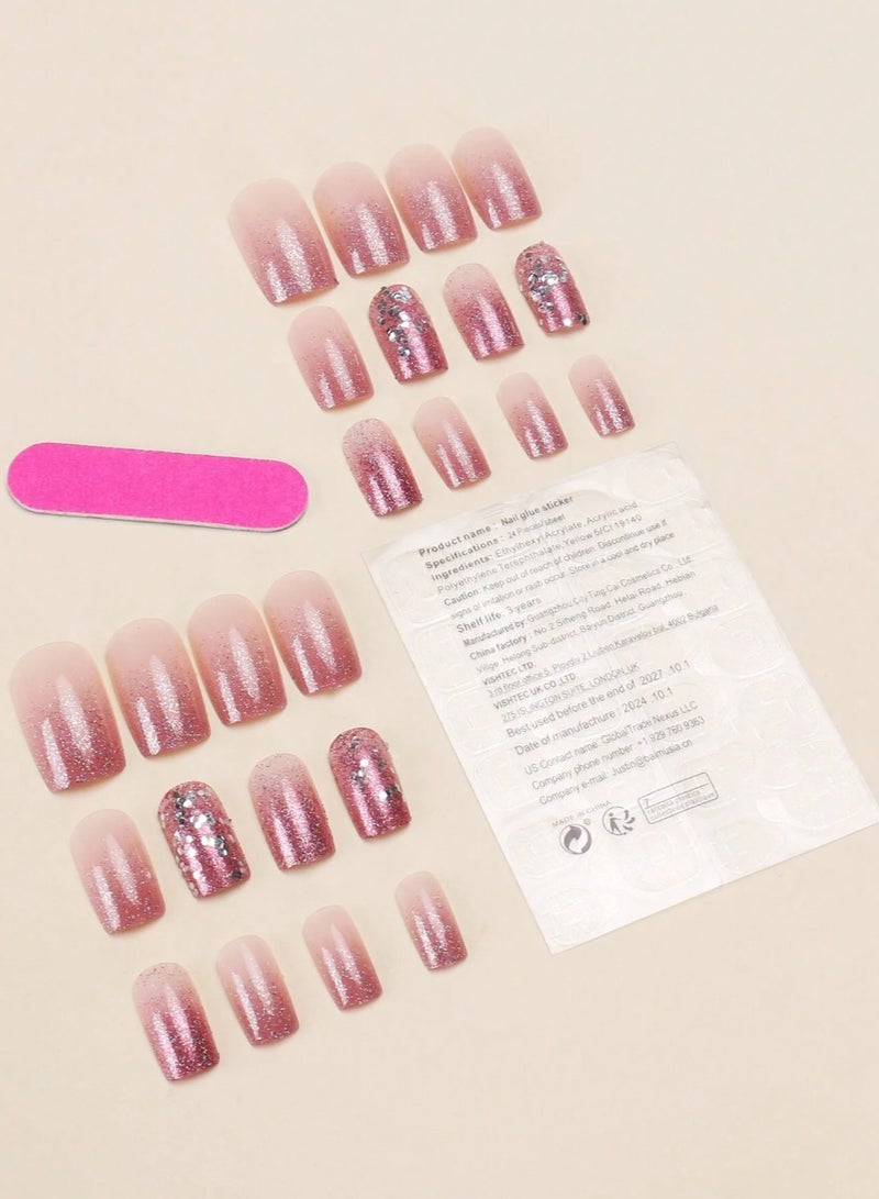 Almond shaped fake nails. The box contains 24 nails with a nail file and glue - Image 2