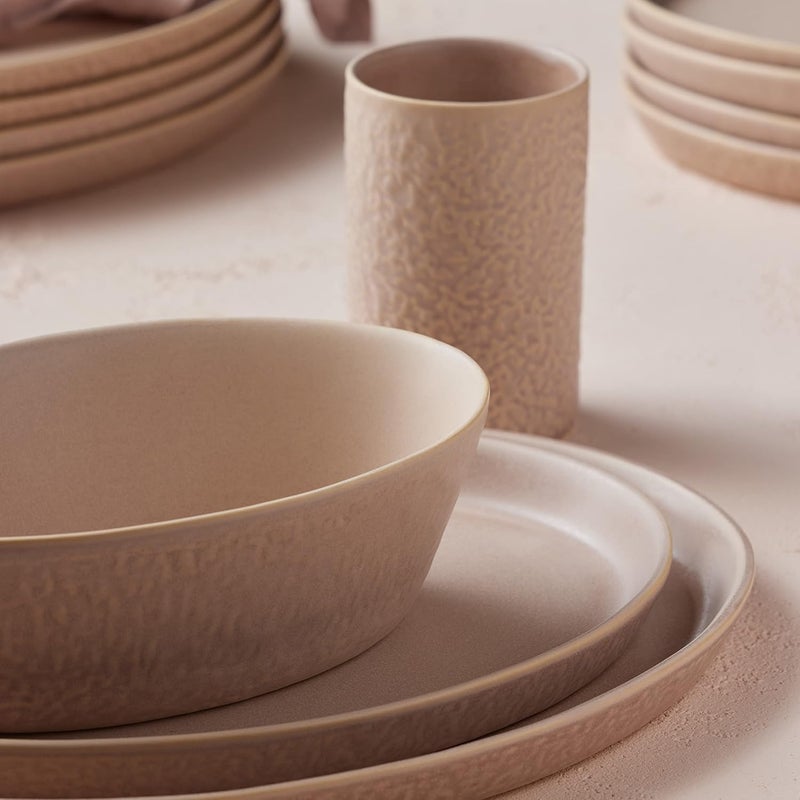 Stone by Mercer Project Stone by Mercer Project KATACHI Stoneware 16Piece Dinnerware Set Nude  - Image 4