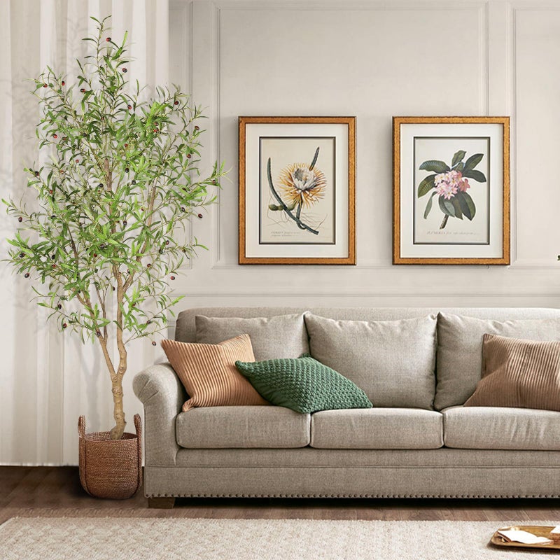 FEELEAD 7ft Faux Olive Tree - Fake Potted Olive Silk Tree with Planter Natural Olive Branches and Realistic Leaves Artificial Tree for Home House Office Decor Indoor - Image 4