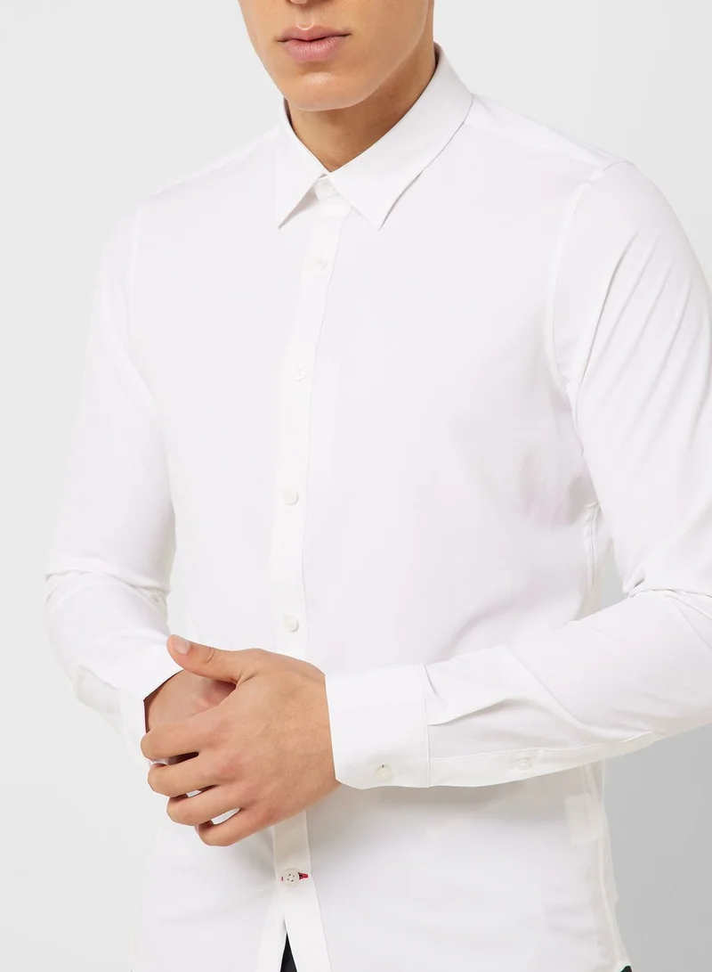 Thomas Scott Thomas Scott Classic Slim Fit 4 Way Stretch Spread Collar Casual Shirt