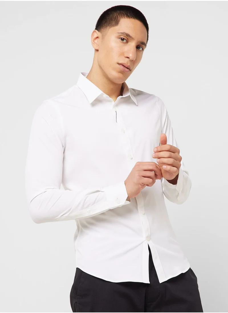 توماس سكوت Thomas Scott Classic Slim Fit 4 Way Stretch Spread Collar Casual Shirt