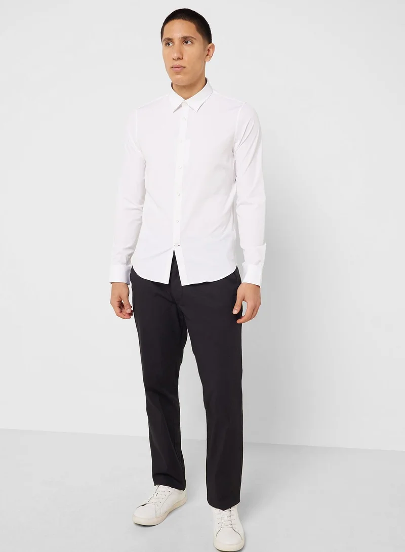Thomas Scott Thomas Scott Classic Slim Fit 4 Way Stretch Spread Collar Casual Shirt