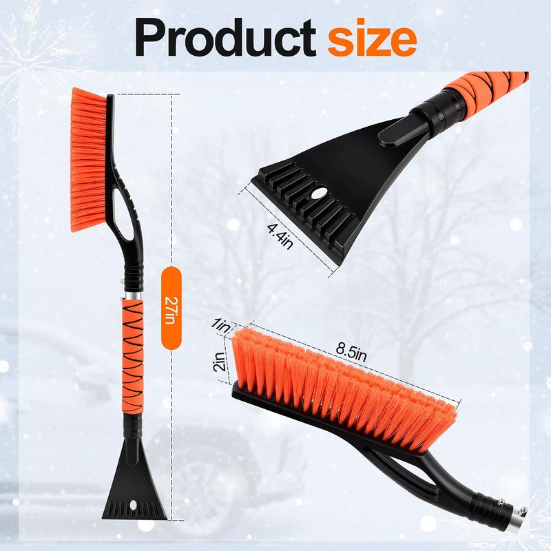 GETLMUL 27" Heavy Duty Snow Brush and Ice Scraper | Scratch-Free Bristle Head & Detachable Scraper with Aluminum Body and Ergonomic Grip | Snow Removal Winter Car Accessories - Image 2