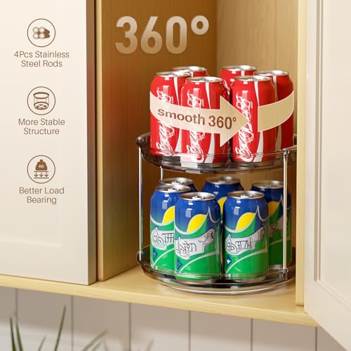LAMU 2 Tier Lazy Susan Turntable Organizer 925 Rotating Spice Rack Organization for Cabinet Kitchen Pantry Countertop Bathroom Vanity Medicine Cabinet Organizer Grey - Image 3