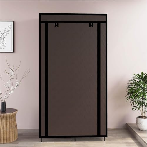 GTC® 4+4 Layer Collapsible Wardrobe for Clothes with Side Pocket 7800-2 (84CM x 42.5CM x 166CM, Brown) Storage Unit - Image 3