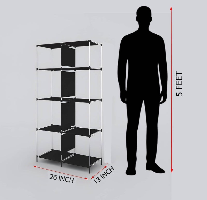 GTC® 4+4 Layer Collapsible Wardrobe for Clothes with Side Pocket 7800-2 (84CM x 42.5CM x 166CM, Brown) Storage Unit - Image 5