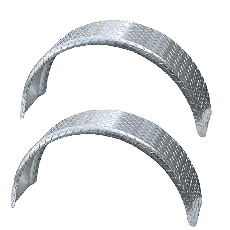Tie Down Trailer Fenders Single Axle Diamond Plated Made in USA Aluminum Trailer Fender for 1316 Wheels Requires 1488 Overall Tire Diameter 3374 L x 9 W x 1488 H 2 Fenders