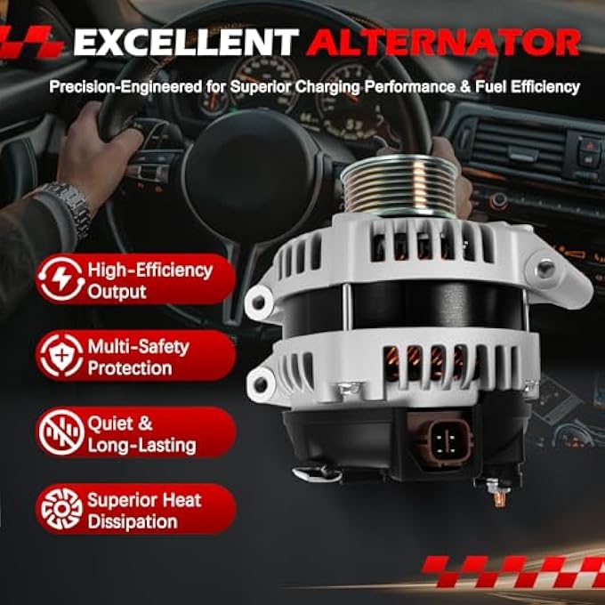 Autodevil 13980 Alternator Fit for 2003-2007 Accord, 2007-2011 CR-V, 2006-2011 CSX & Ciciv, 2004-2008 TSX, 2003-2011 Element, 2.0L 2.4L, 105Amp 12V Alternator OE 13980N, 11503, 1042104730 - Image 4