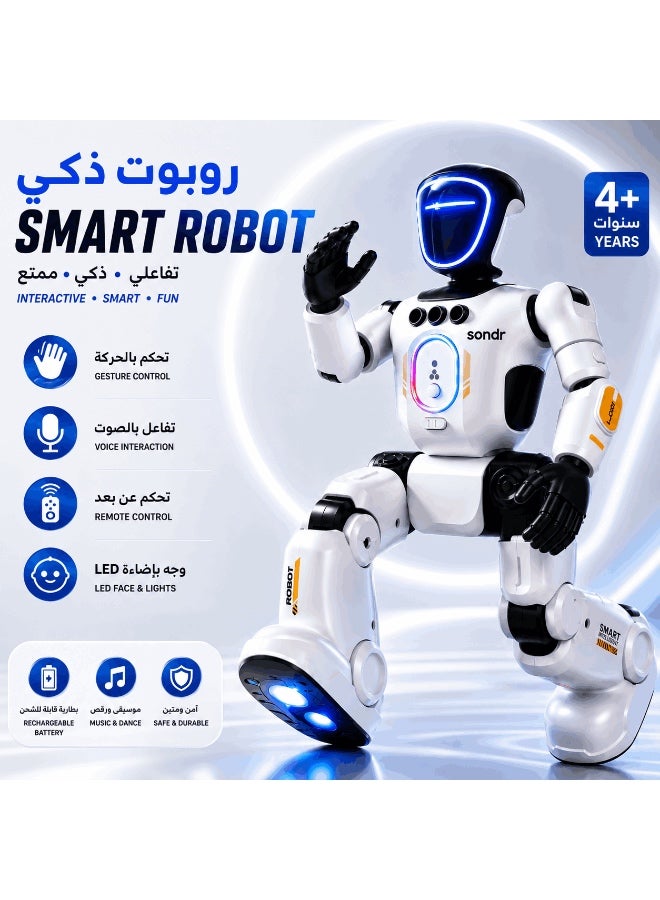 Smart Robot Toy for Kids, Programmable RC Robot with Gesture Sensing, Voice Recording & Playback, Remote Control, LED Face, Music, Walking & Dancing, Interactive Robot Gift for Boys & Girls Ages 4+ - Image 1