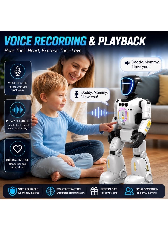 Smart Robot Toy for Kids, Programmable RC Robot with Gesture Sensing, Voice Recording & Playback, Remote Control, LED Face, Music, Walking & Dancing, Interactive Robot Gift for Boys & Girls Ages 4+ - Image 2