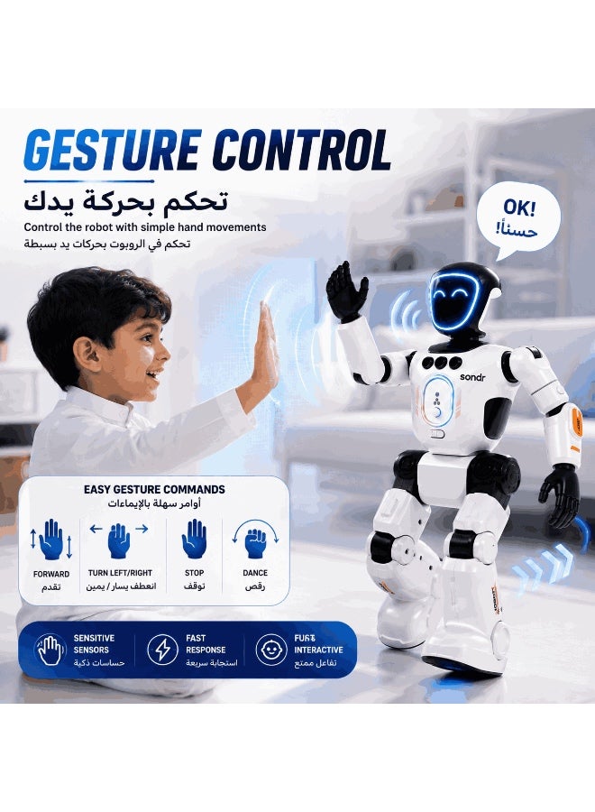 Smart Robot Toy for Kids, Programmable RC Robot with Gesture Sensing, Voice Recording & Playback, Remote Control, LED Face, Music, Walking & Dancing, Interactive Robot Gift for Boys & Girls Ages 4+ - Image 3