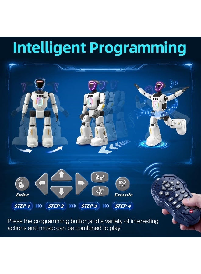 Smart Robot Toy for Kids, Programmable RC Robot with Gesture Sensing, Voice Recording & Playback, Remote Control, LED Face, Music, Walking & Dancing, Interactive Robot Gift for Boys & Girls Ages 4+ - Image 4
