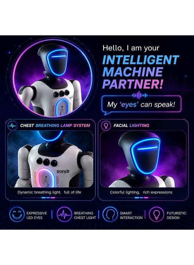 Smart Robot Toy for Kids, Programmable RC Robot with Gesture Sensing, Voice Recording & Playback, Remote Control, LED Face, Music, Walking & Dancing, Interactive Robot Gift for Boys & Girls Ages 4+ - Image 5