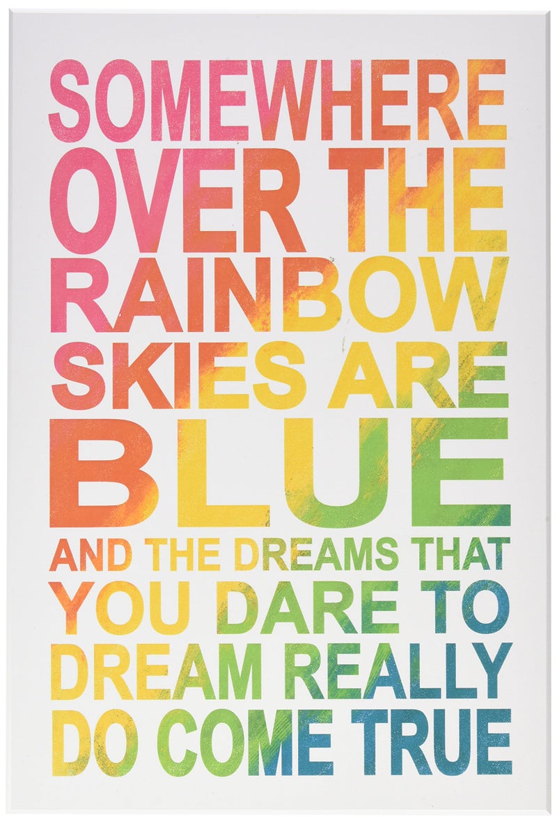 Stupell Industries The Kids Room By Stupell Somewhere Over Rainbow Ombre Typography Wall Plaque