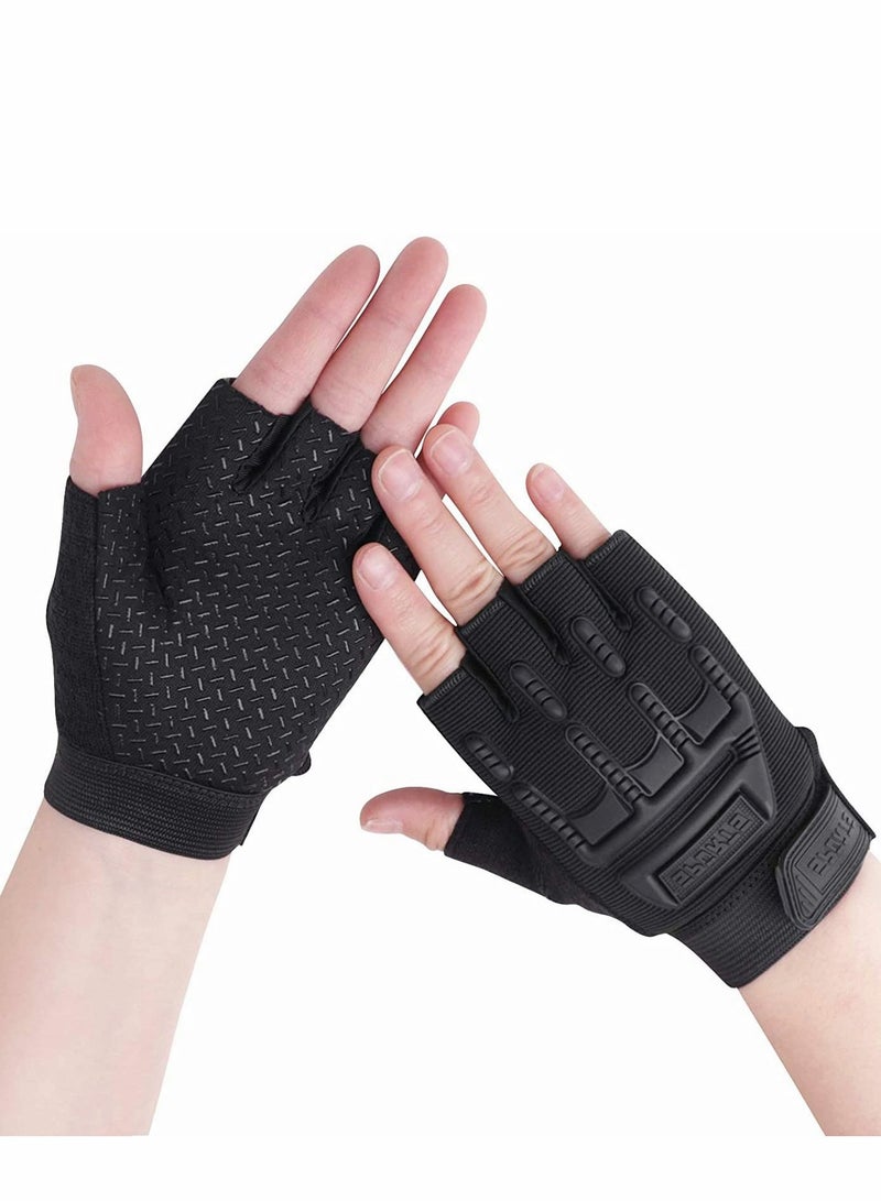 Y&D Kids Fingerless Cycling Gloves Mittens Breathable Non Slip Half Finger Bike Riding Shockproof Sports Training UV Protection Outdoor Skateboard for Boys Girls 6-10 Years  - Image 1