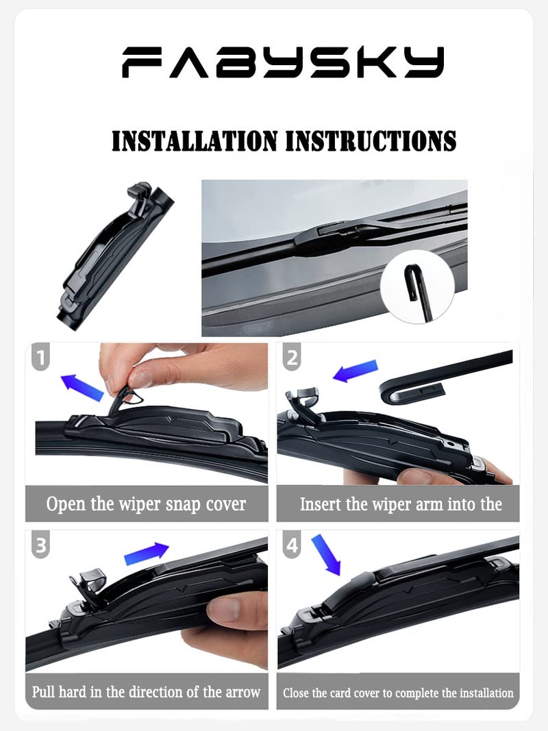 Fabysky OEM Quality 22 inch + 22inch Universal J/U Hook Front Windshield Wiper Blades For My Car All-Season Automotive Replacement Blades 2 Pack - Image 5