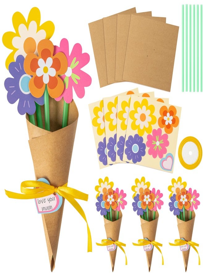 BeYumi Flower Bouquet Craft Kit - 24Pcs Mother's Day Flower Bouquet Craft for Kids Make Your Own Bunch of Flowers Teacher Appreciation Week DIY Thankful Gift Set School Classroom Home Fun Activities - Image 1
