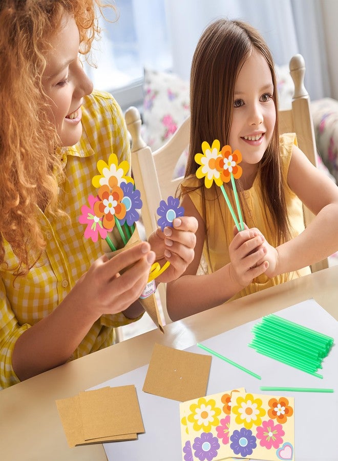 BeYumi Flower Bouquet Craft Kit - 24Pcs Mother's Day Flower Bouquet Craft for Kids Make Your Own Bunch of Flowers Teacher Appreciation Week DIY Thankful Gift Set School Classroom Home Fun Activities - Image 5