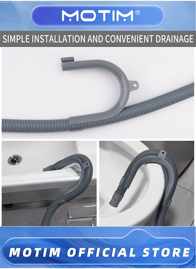 Motim Dishwasher Washing Machine Drain Hose Extension 2M Flexible Corrugated Washer Drain Hose with 1 Adapter 1 U-Bend Holder and 4 Hose Clamps  - Image 3