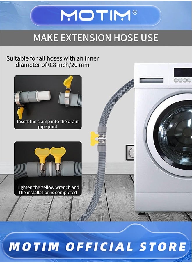 Motim Dishwasher Washing Machine Drain Hose Extension 2M Flexible Corrugated Washer Drain Hose with 1 Adapter 1 U-Bend Holder and 4 Hose Clamps  - Image 4