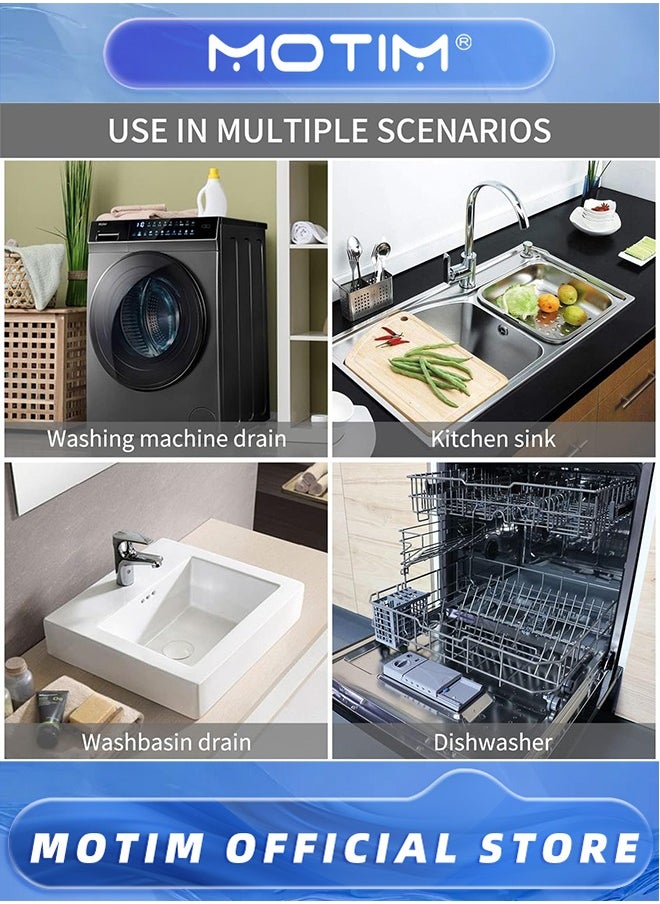 Motim Dishwasher Washing Machine Drain Hose Extension 2M Flexible Corrugated Washer Drain Hose with 1 Adapter 1 U-Bend Holder and 4 Hose Clamps  - Image 5