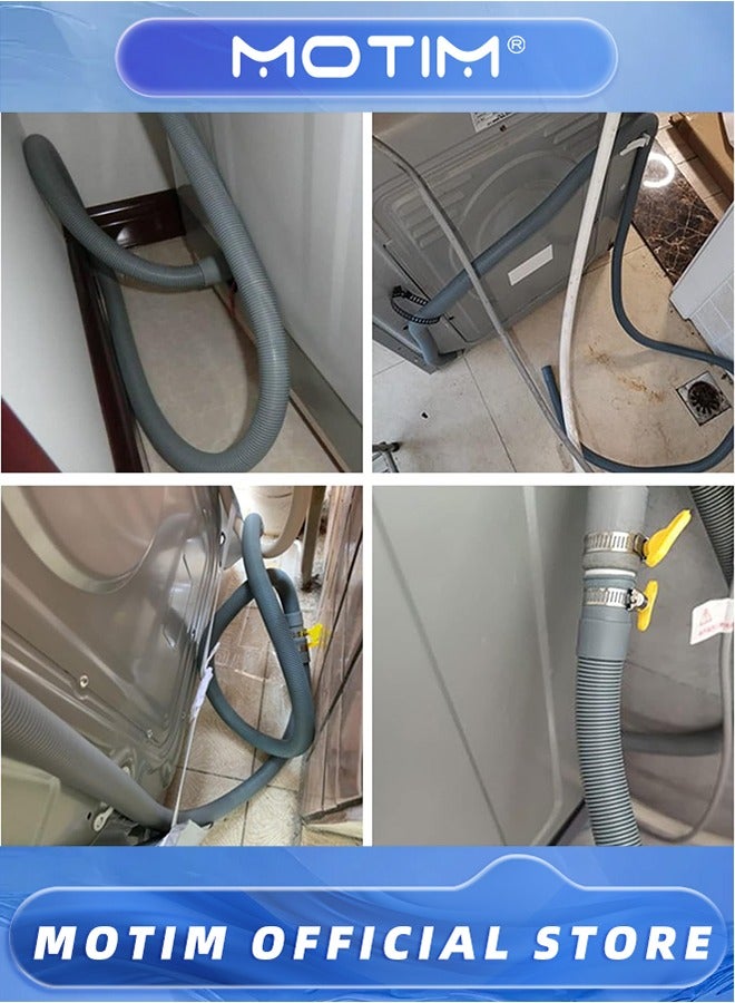 Dishwasher Washing Machine Drain Hose Extension 2M Flexible Corrugated Washer Drain Hose with 1 Adapter 1 U-Bend Holder and 4 Hose Clamps