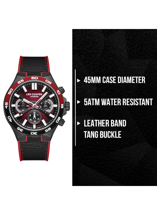 Lee Cooper Men's Multi Function Display Watch With Black Leather Strap - LC08066.651  - Image 2