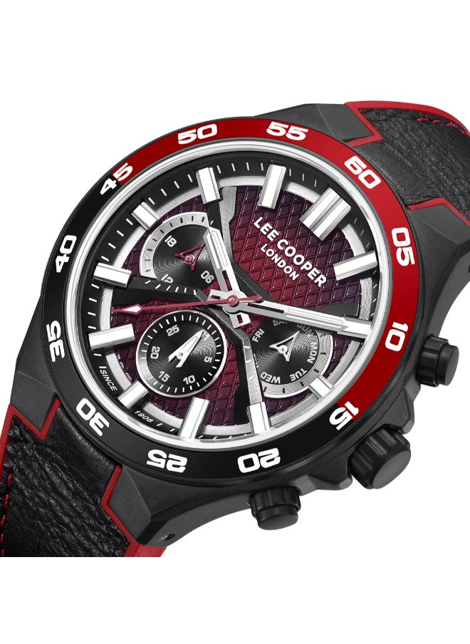 Lee Cooper Men's Multi Function Display Watch With Black Leather Strap - LC08066.651  - Image 1