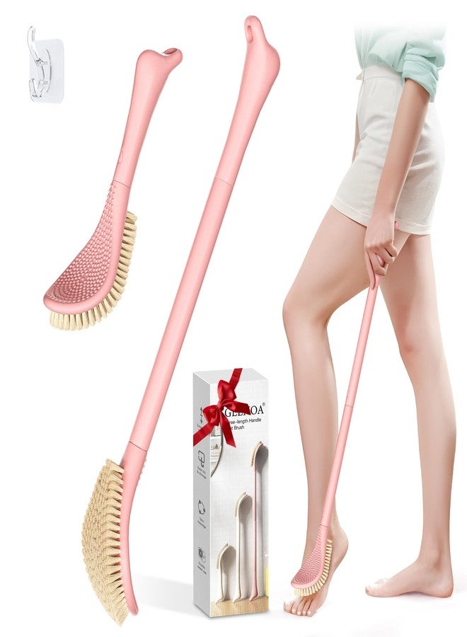 GEENOA New Foot Brush with Extra-Long Handle, 3-in-1 Foot Scrubber for Wet or Dry Brushing, Adjustable 10.2’’- 27.5’’Foot Scrub Brush for Senior, Pregnant, Disabled, or Injured, Gift-Box Packed(Pink) - Image 1
