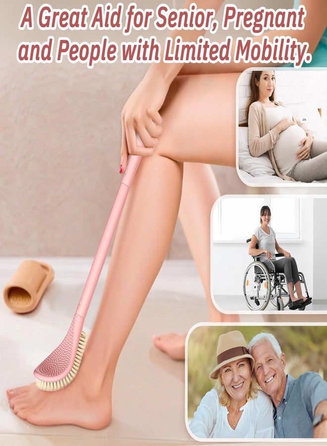 GEENOA New Foot Brush with Extra-Long Handle, 3-in-1 Foot Scrubber for Wet or Dry Brushing, Adjustable 10.2’’- 27.5’’Foot Scrub Brush for Senior, Pregnant, Disabled, or Injured, Gift-Box Packed(Pink) - Image 5