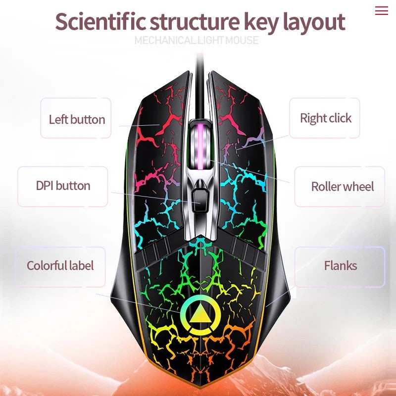 Y&D G11 Ergonomic Wired Gaming Mouse, Colorful LED Computer Mouse, 2400 DPI Metal Mouse for PC Gaming - Image 2
