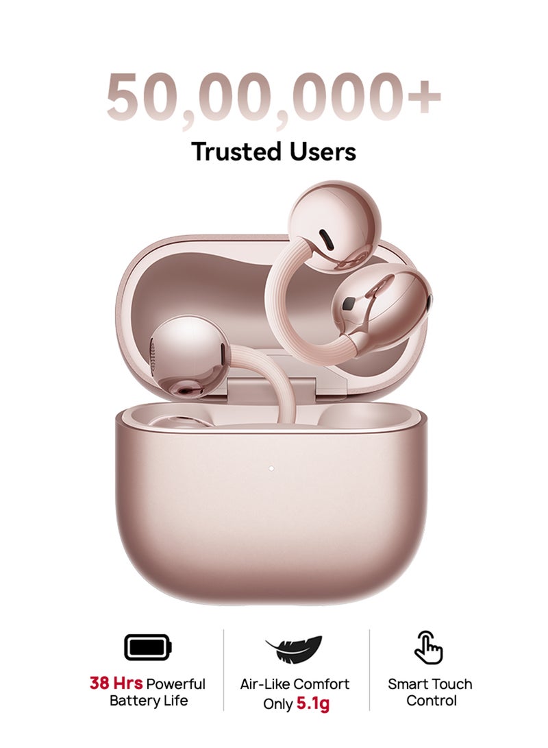 HUAWEI FreeClip 2 Wireless Earphones, Bluetooth Earbuds, Airy C-bridge Design, Adaptive Open-ear Listening, Crystal-clear Calls, 38 Hours Long Battery Life, Compatible with iOS & Android, IP57, Rose Gold - Image 1