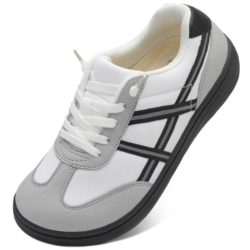 LeIsfIt Women's Barefoot Slip-On Sneakers Wide Toe Box Breathable Comfort Shoes for Tennis Walking & Everyday White Size 8 - Image 1