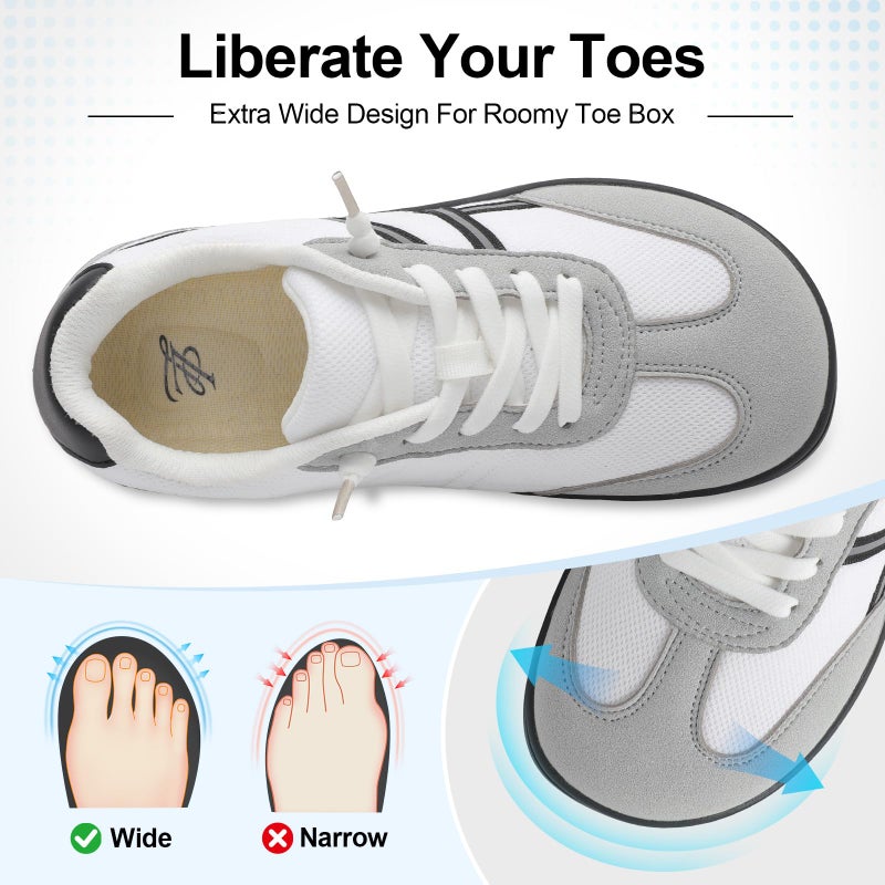 LeIsfIt Women's Barefoot Slip-On Sneakers Wide Toe Box Breathable Comfort Shoes for Tennis Walking & Everyday White Size 8 - Image 3