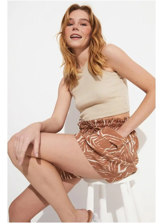 جون June Patterned Pocket Detailed Shorts