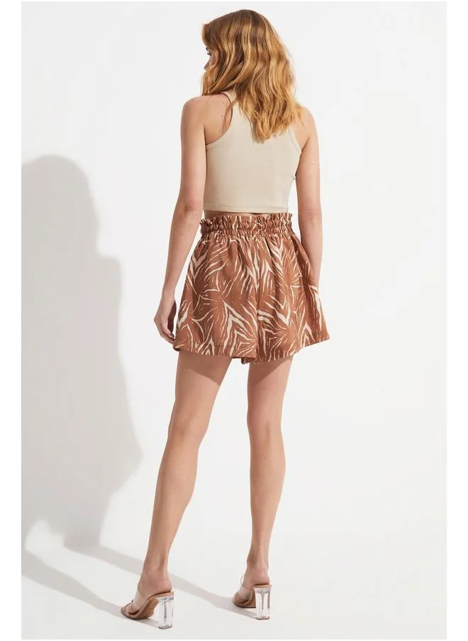 جون June Patterned Pocket Detailed Shorts