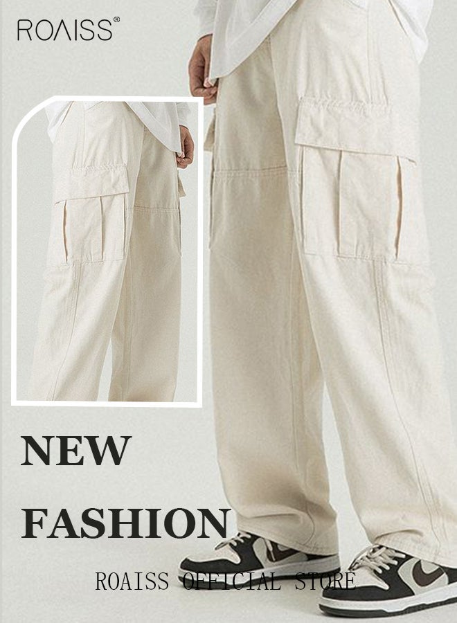 رويس بنطلونات الشحن الرجالية الفضفاضة العصرية بأسلوب شارع بنطلونات طويلة وعملية مصممة للشباب بجيوب متعددة بنطلونات رجالية فضفاضة مستقيمة الساقين للإطلاله العملية والمريحة - Image 4