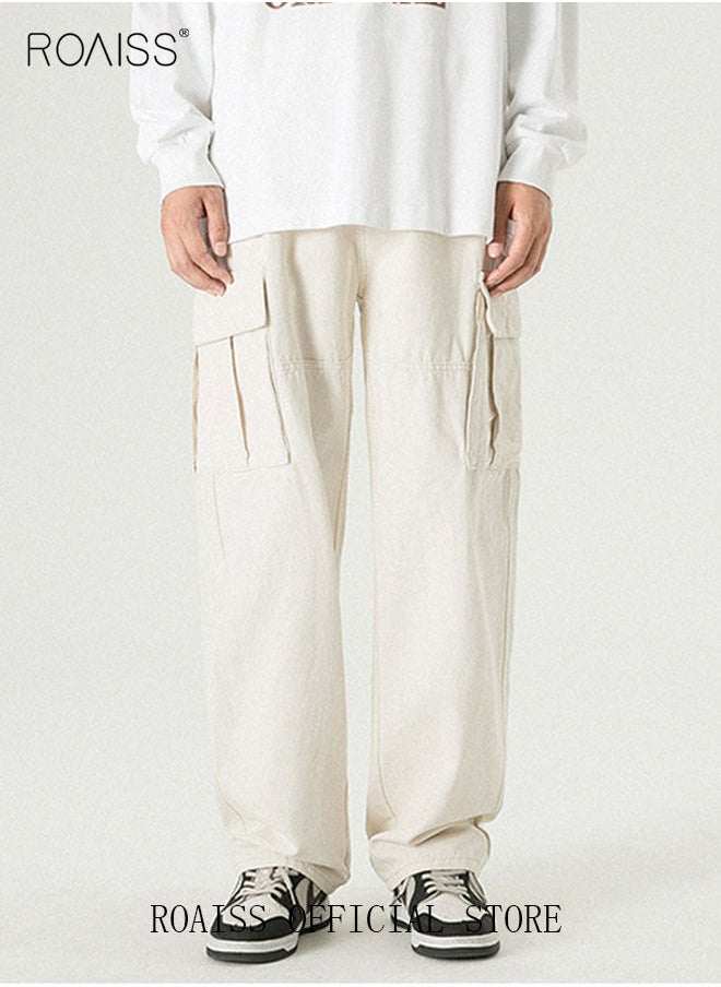 roaiss - Men Trendy Loose Cargo Pant Street Style Functional Streetwear Cargo Long Pants Men's Multi Pocket Overalls Youth Loose Casual Straight Leg Overalls Men's Pants - Image 1