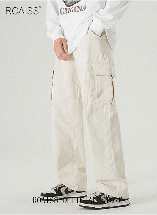 roaiss - Men Trendy Loose Cargo Pant Street Style Functional Streetwear Cargo Long Pants Men's Multi Pocket Overalls Youth Loose Casual Straight Leg Overalls Men's Pants - Image 1